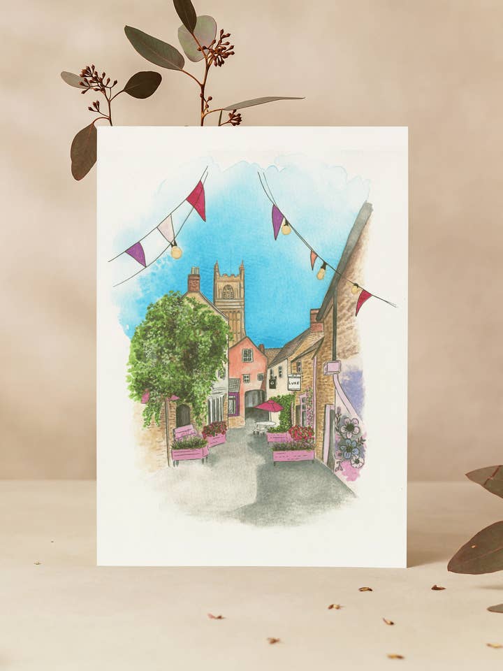 Cirencester Cotswolds Art Print-Inspiring Colourful Wall Art for wholesale by Charlotte Stone Art
