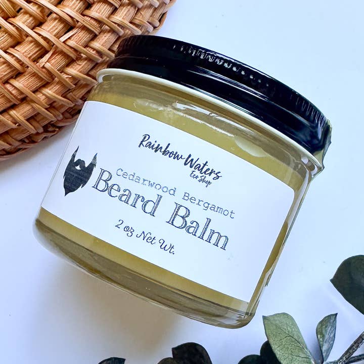 Beard Balm, 1/2oz tin or 2oz jar, infused with lanolin for wholesale by Rainbow Waters