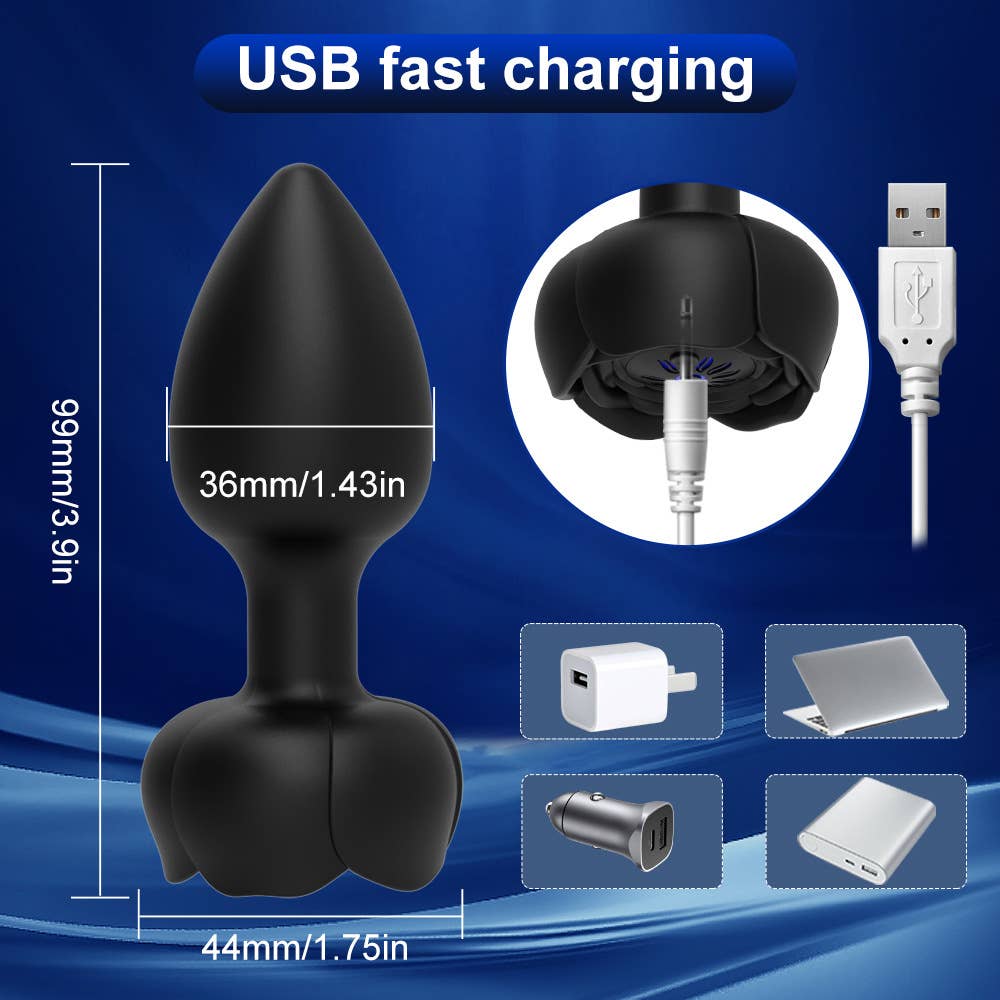 Tourtiwi - Wholesale Sex Toy - Anal Rose Luminous Butt Plug Vibrating Masturbator Sex Toys6