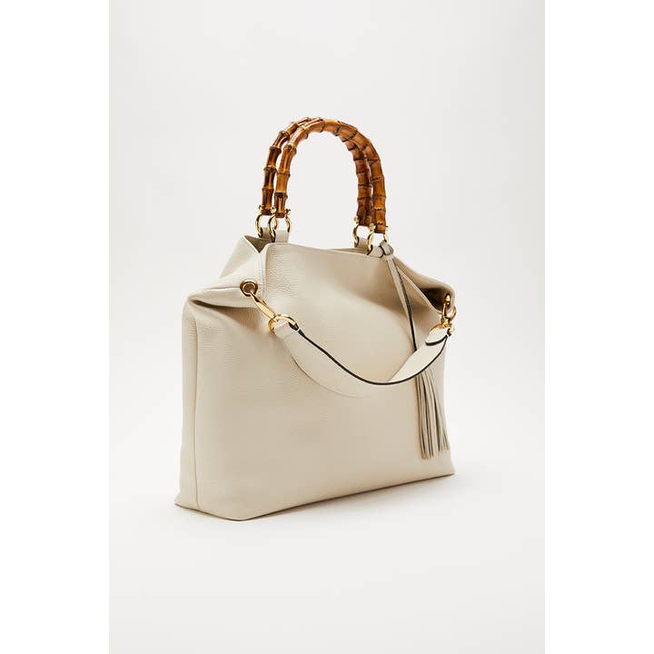 Biagini - Vendita all'ingrosso Tracolla - Donna - Borsa Bamboo Big In Pelle Latte