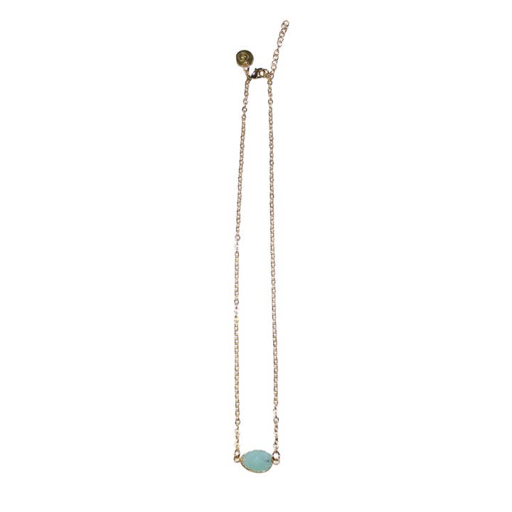'Teri' (Amazoniet) ketting - goud voor wholesale door Laura Grove Design