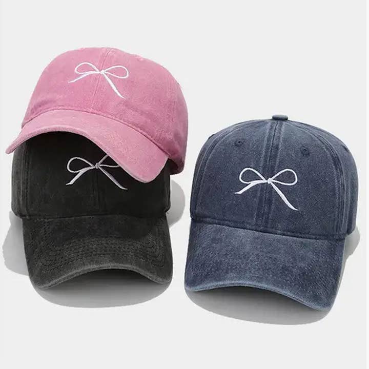 Vintage Washed Embroidered Butterfly Bow Baseball Cap Women
for wholesale by DOUBLJU