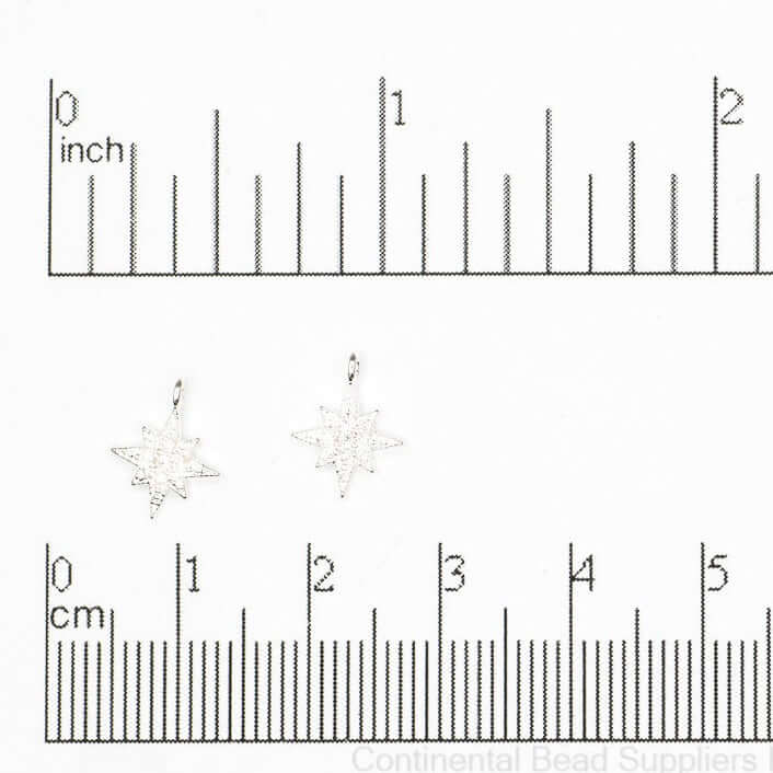 Continental Beads - Wholesale Individual Charm/Pendant - Starburst Cubic Zirconia Charm Pendant 11mm x 8.5mm sold by the Piece - K115