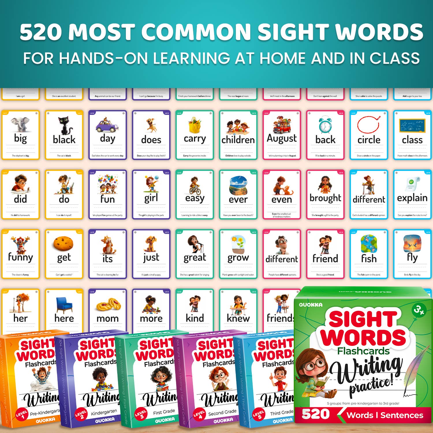 QUOKKA - Wholesale Learning Cards - Kids & Baby - Flash Cards Writing for Kids | 5 Levels6