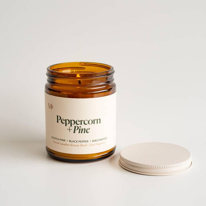 Poivre + Pin | Bougie en cire d'abeille canadienne pour la vente par Misiyo Candle Co