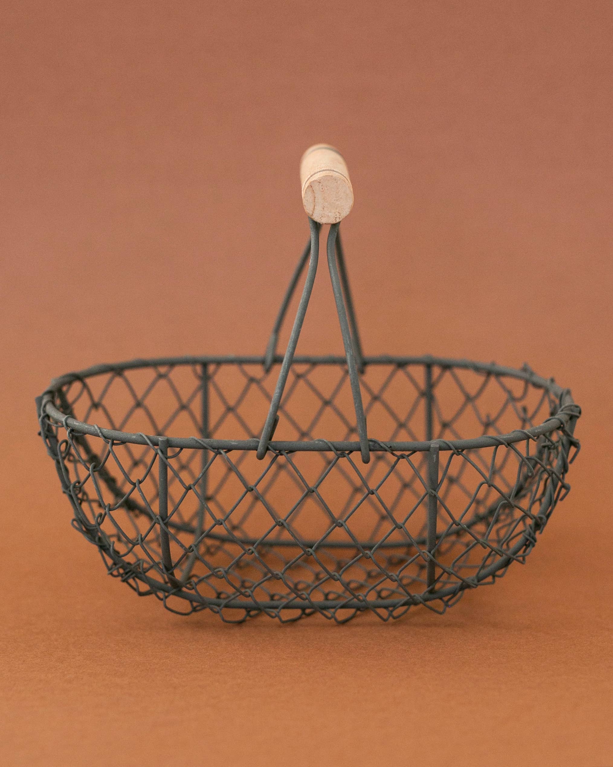 Indy Supply Co - Vendita all'ingrosso Cestini - Piccolo cestello in filo metallico poco profondo con manico fisso in bronzo1