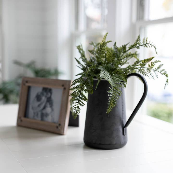Foreside Home & Garden - Wholesale Vase - Colton Farmhouse Pitcher Black Metal Dried Florals Vase