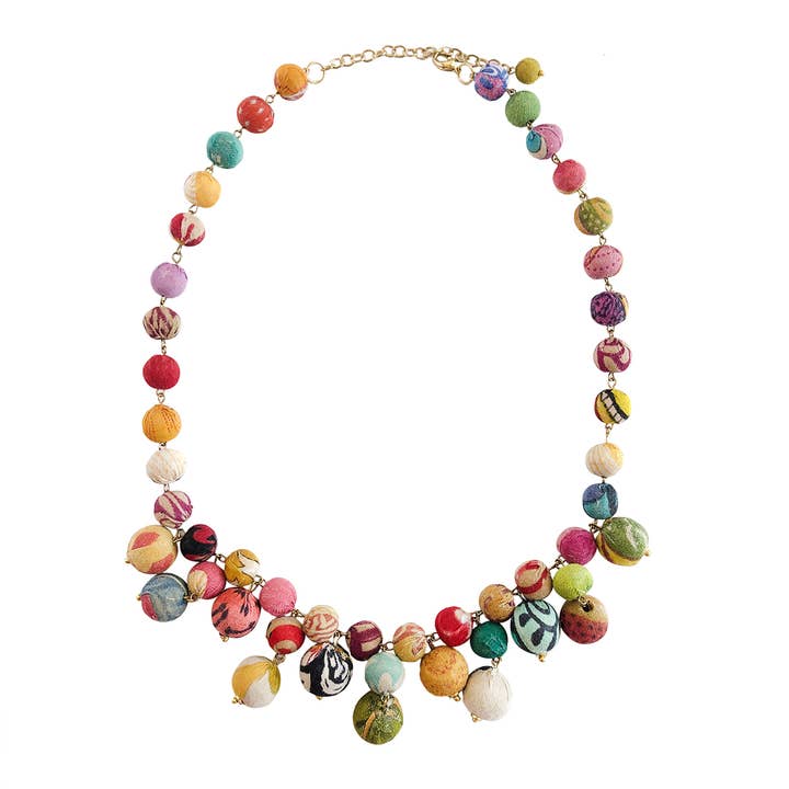 WorldFinds - Wholesale Beaded/Pearl Necklace - Kantha Bloom Necklace