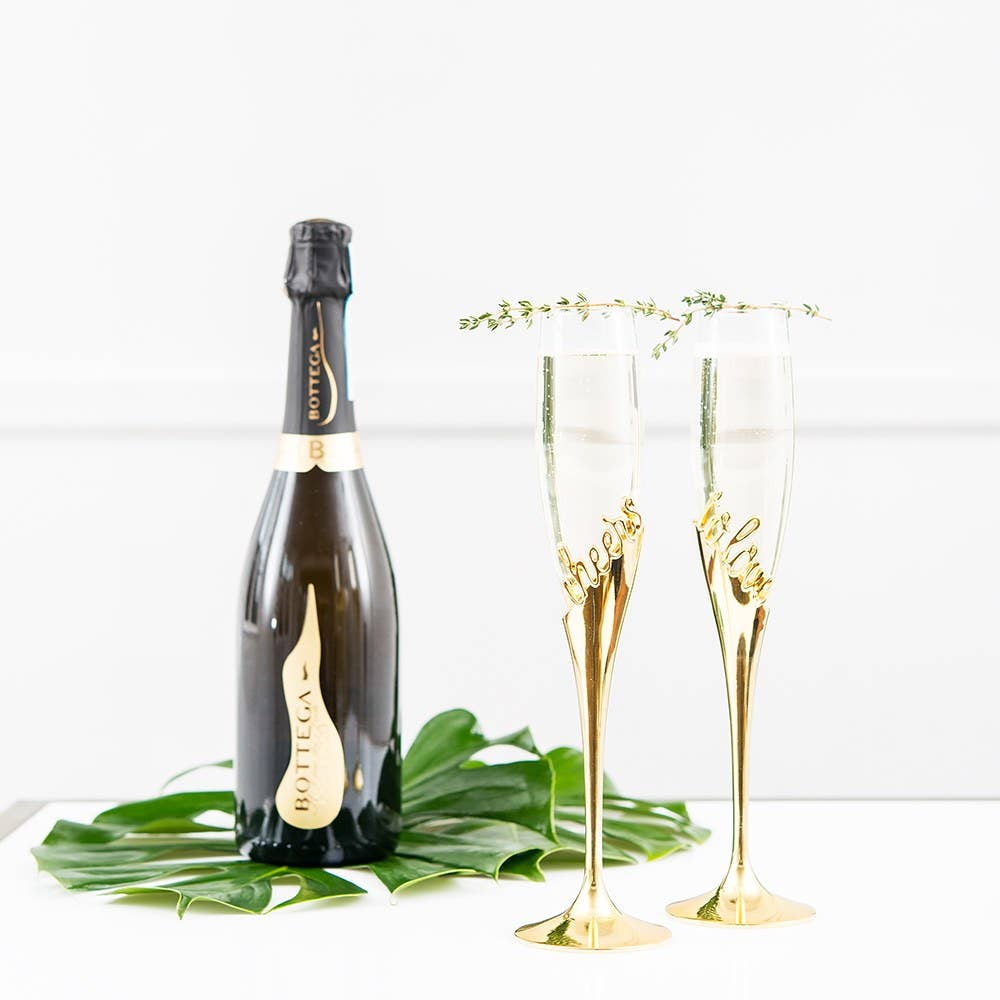 Weddingstar Inc. - Wholesale Champagne Flute - Gold Champagne Glasses - Cheers To Love0