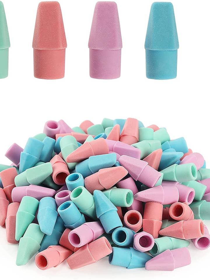 120 Pastel Pencil Top Erasers - Fun & Colorful Caps for wholesale by Mr. Pen