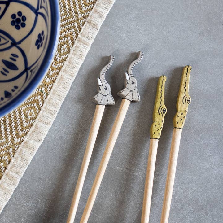 Ten Thousand Villages - Wholesale Chopsticks - * Mamba Crocodile Chopstick Set *