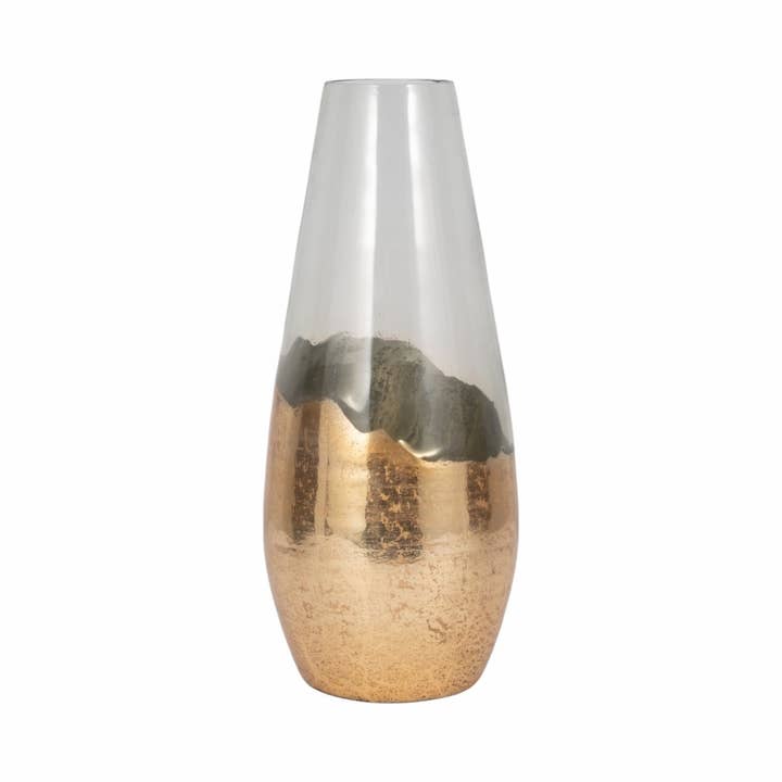 Sagebrook Home - Wholesale Vase - Glass Gold Dipped Tapered Decorative Vase - Clear, 19 in.5