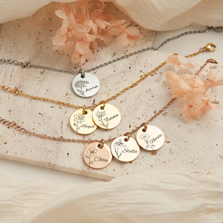 Anavia - Venta al por mayor Pulseras de abalorios/colgantes - Pulsera de joyería floral personalizada Regalo de San Valentín para ella