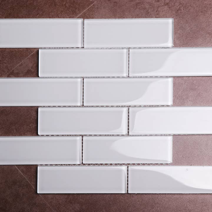 WS Tiles - Wholesale Wall Tile - 2" x 6" Glass Mosaic Subway Tile, Backsplash for Kitchen and Bathroom - 5 Square Feet Per Carton - Super White