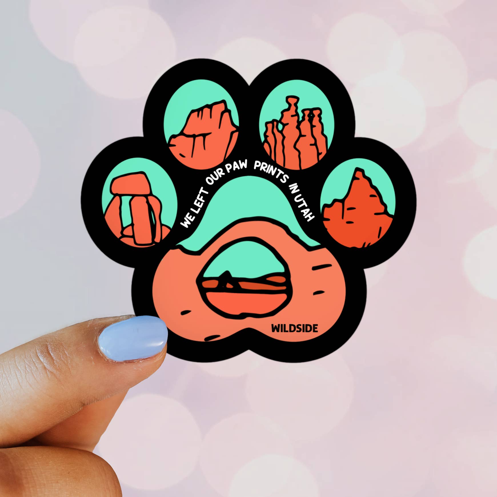 Wildside Dog Gear - Wholesale Sticker - We Love Utah (Mint) Vinyl Sticker | Dog Paw Sticker