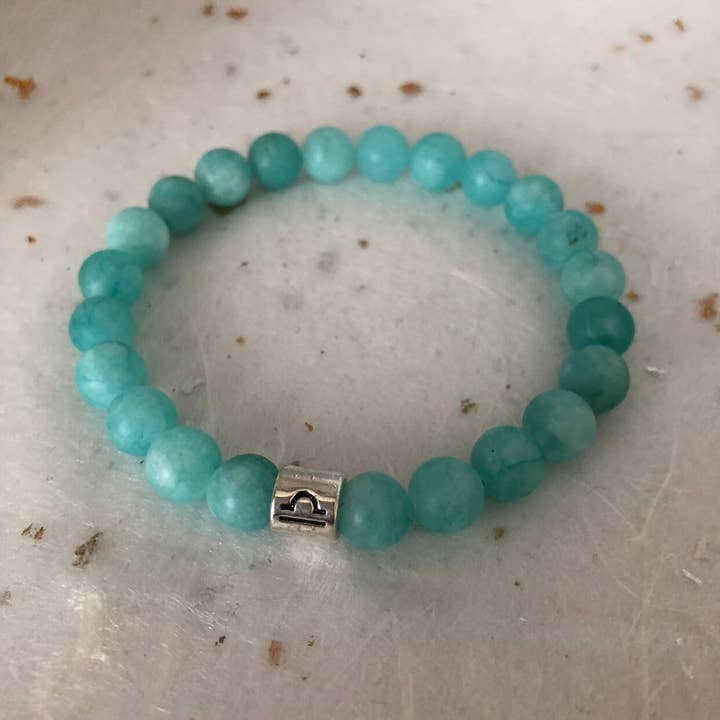 Roshni Desai & Things – wholesale Beaded bracelet – Light Blue Matte Amazonite Libra Star Sign Zodiac Sign Brace2