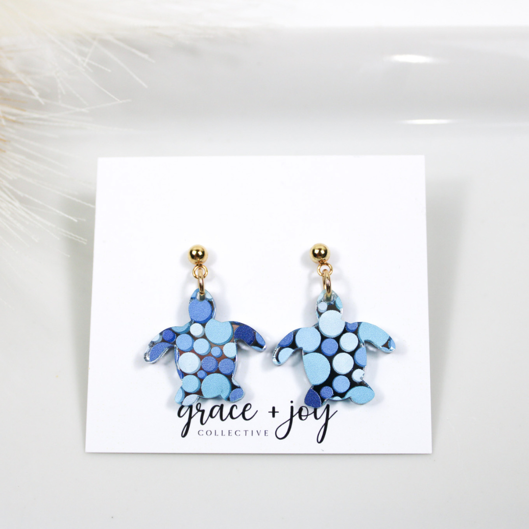 Grace + Joy Collective - Wholesale Dangle Earrings - Polka Dot Turtle Dangle Earrings, Acrylic Earrings 0