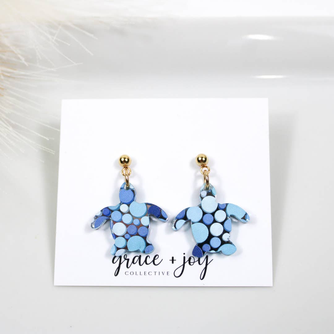 Grace + Joy Collective - Wholesale Dangle Earrings - Polka Dot Turtle Dangle Earrings, Acrylic Earrings
