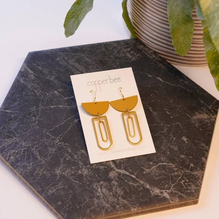 Copper Bee - Wholesale Dangle Earrings - Colour and Brass Geometric Earrings