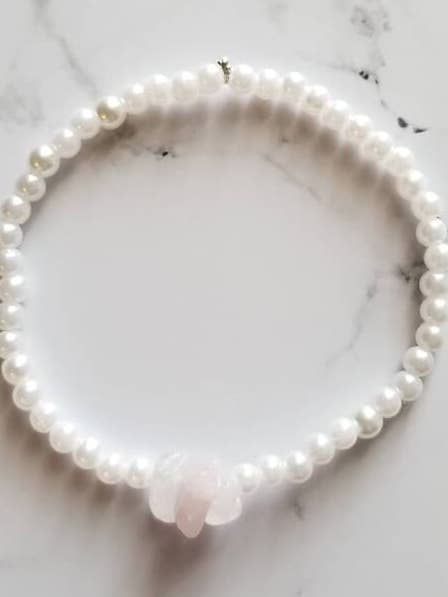 Braccialetto di perle con perline di quarzo rosa, gioielli in rilievo per la vendita all'ingrosso da parte di Sapphire Creations