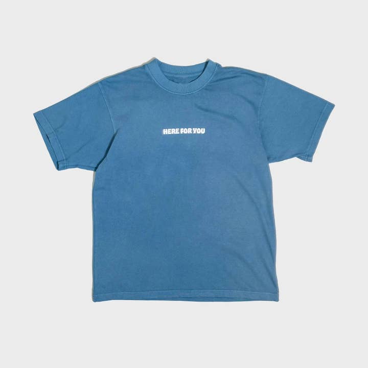 Here For You Pebble Blue Tee for wholesale by Here For You Clothing