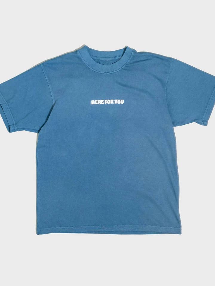 Here For You Pebble Blue Tee for wholesale by Here For You Clothing