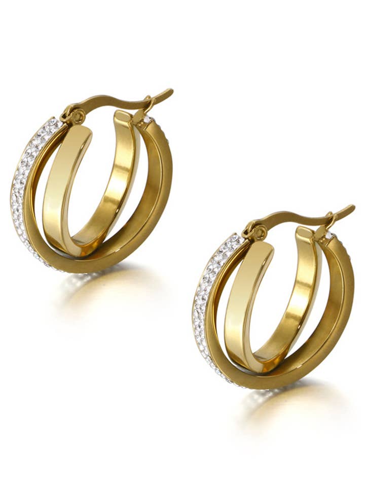 Creolen aus Edelstahl mit Strass E5695 für den Großhandel von Ole