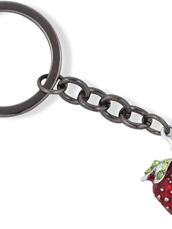 Emerald Park Jewelry Schlüsselanhänger, rote Erdbeere mit grünem Blatt und Stiel für den Großhandel von Dave The Bunny