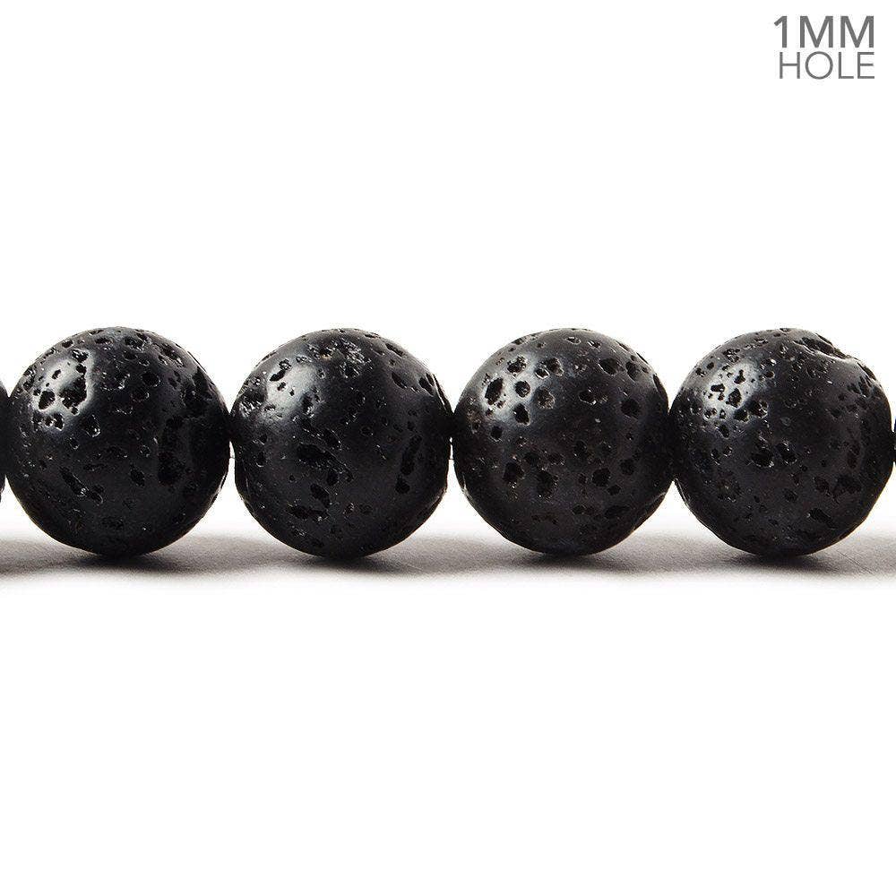 The Bead Traders - Wholesale Beads - 10mm Black Lava Rock Round Waxed Beads 15 inch 38 pieces0