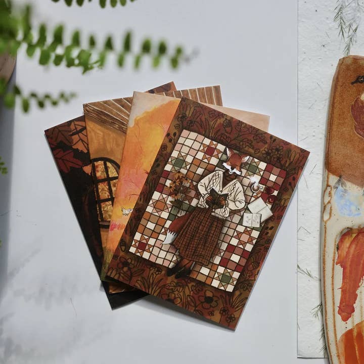 Forest Friends in Autumn (II) Notecard Set for wholesale by Randi Lynn Reed Illustration