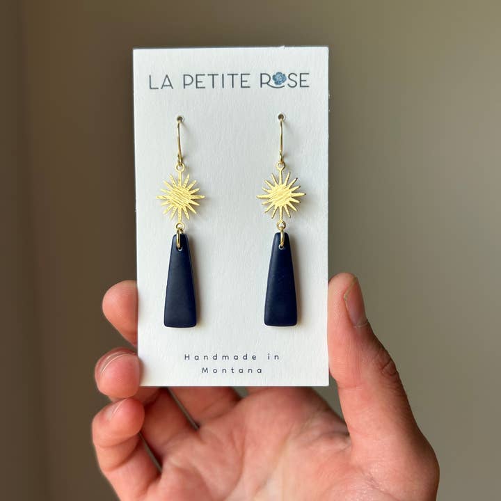 Everyday Blue Earrings, Minimalist Clay Dangles for wholesale by La Petite Rose LLC