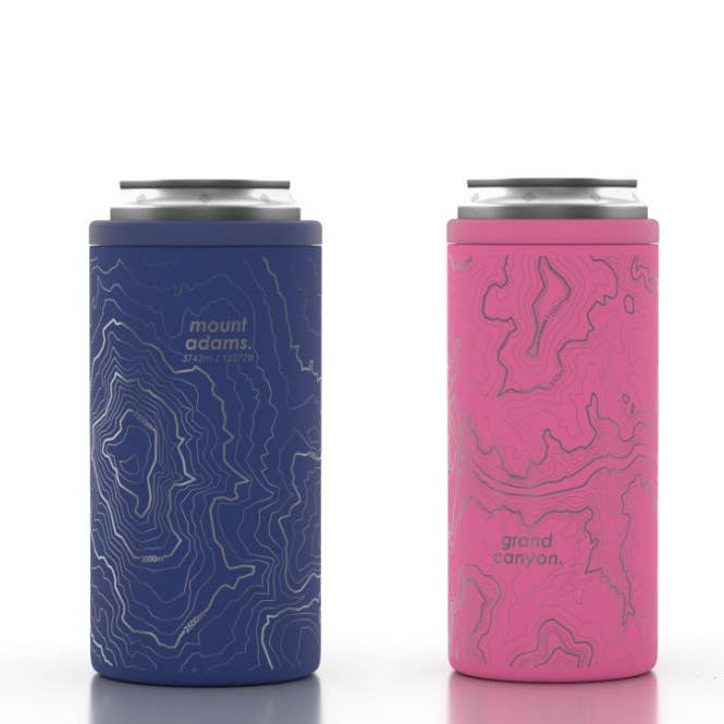 Mountain Topography Map - Etched Stainless-Steel Can Coolers for wholesale by Well Told