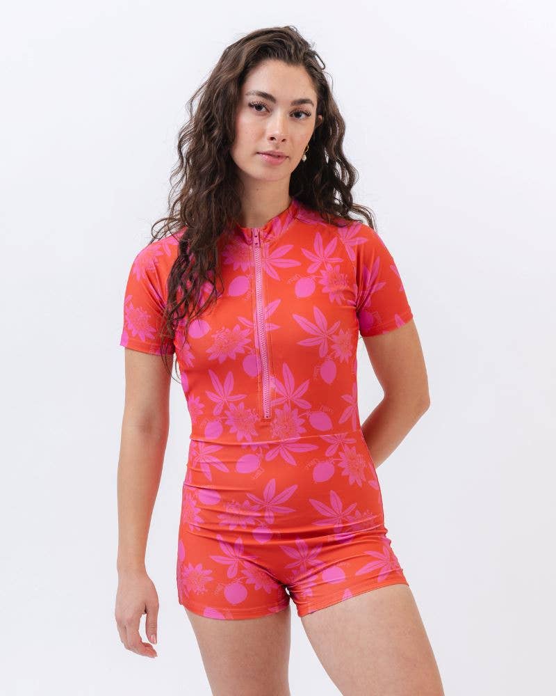 Lime Ricki Swimwear – wholesale Rash guard – Women’s – Passionfruit Retro Rash Guard One-Piece