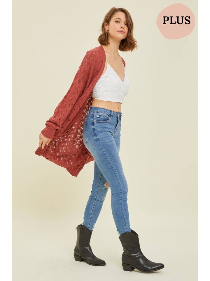 Heyson - Wholesale Cardigan - Women's - ESW1068P SOFT OPEN-FRONT SWEATER CARDIGAN