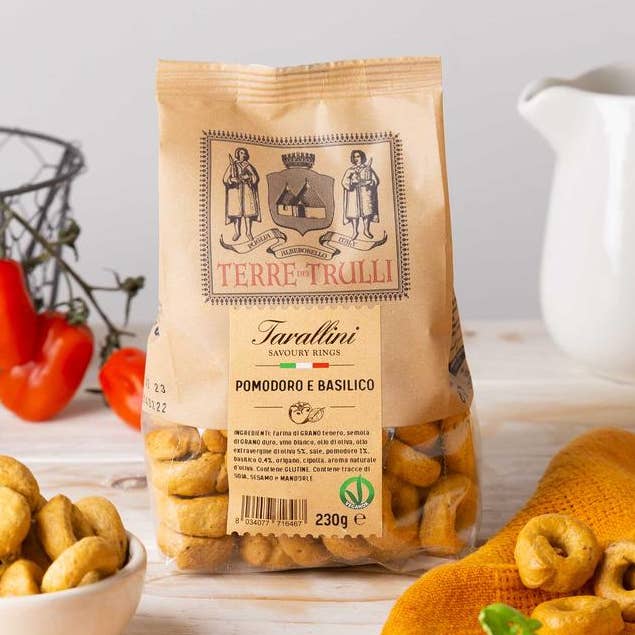 Tarallini Pugliesi Tomato and Basil 230g - Italian snack for wholesale by Terre dei Trulli