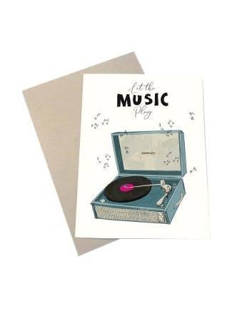Retro grammofon A6 card for wholesale by Mouse and Pen Illustration ApS
