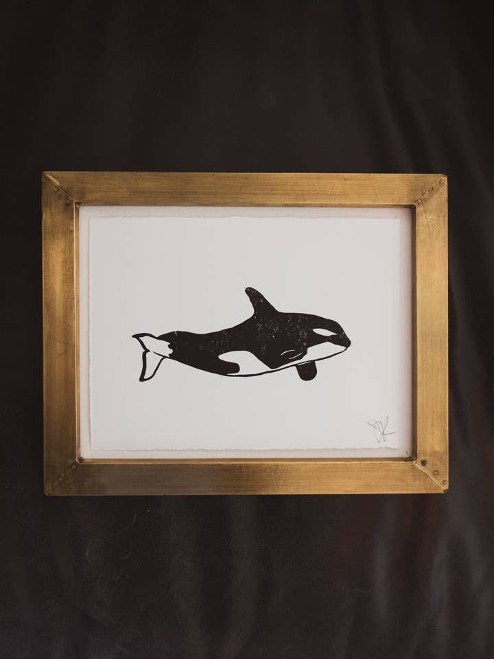 Orca Mini Original Hand Pressed Print for wholesale by Sharell Katelynn