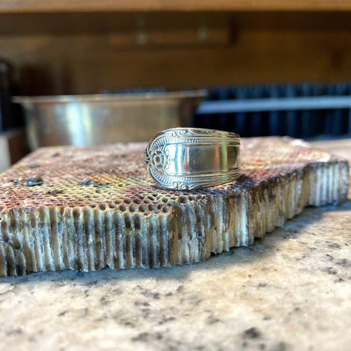 Multiple pattern spoon rings for wholesale by Nevermore Fine Jewelry