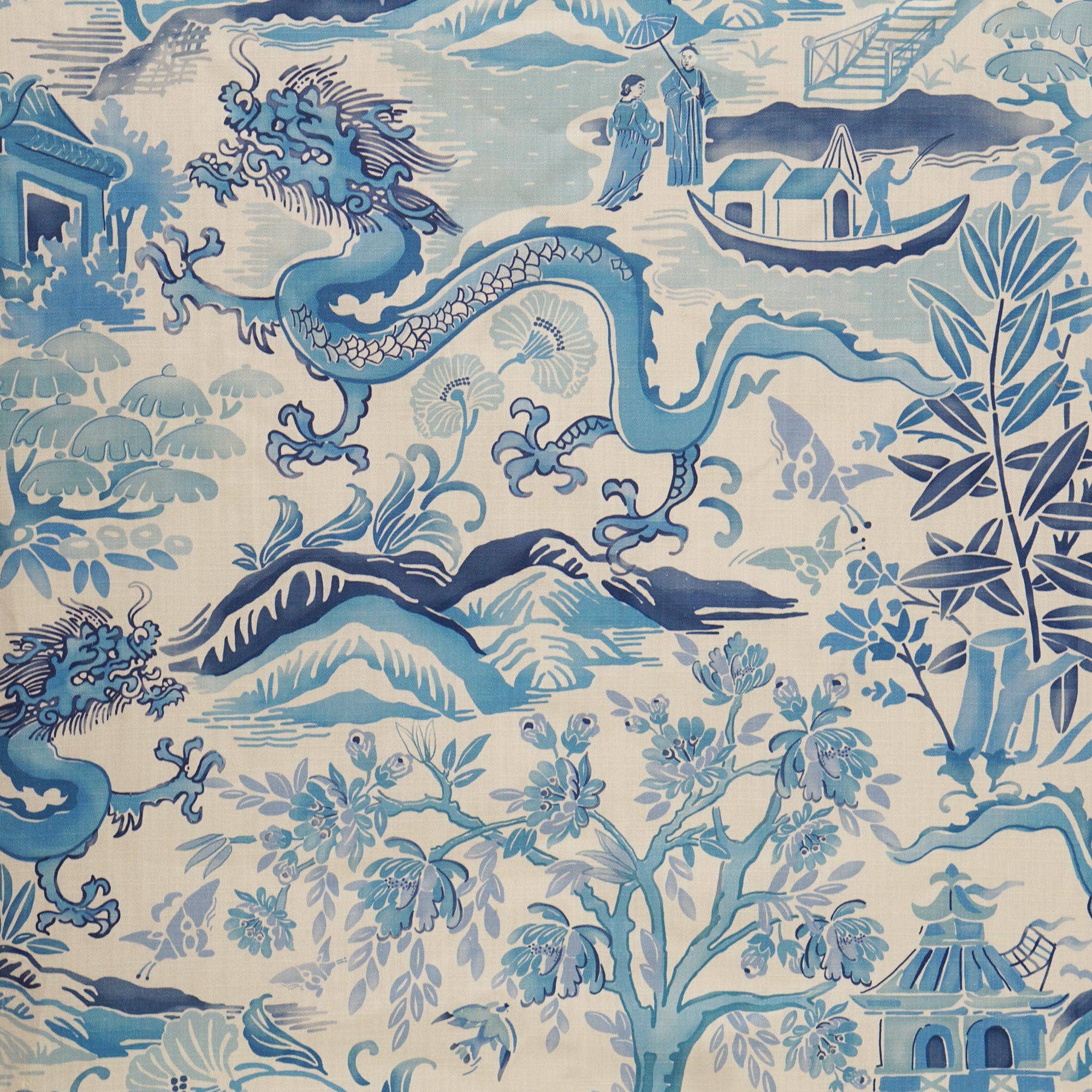 Post House - Wholesale Throw/Decorative Pillow - Gardens of Chinoise in Porcelain Blue Pillow1