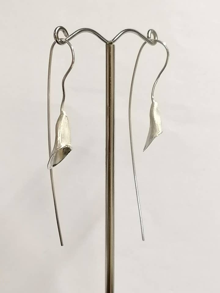 Trumpet Drop Earrings Hand Made From Silver for wholesale by Andrew O'Dell Jewellery