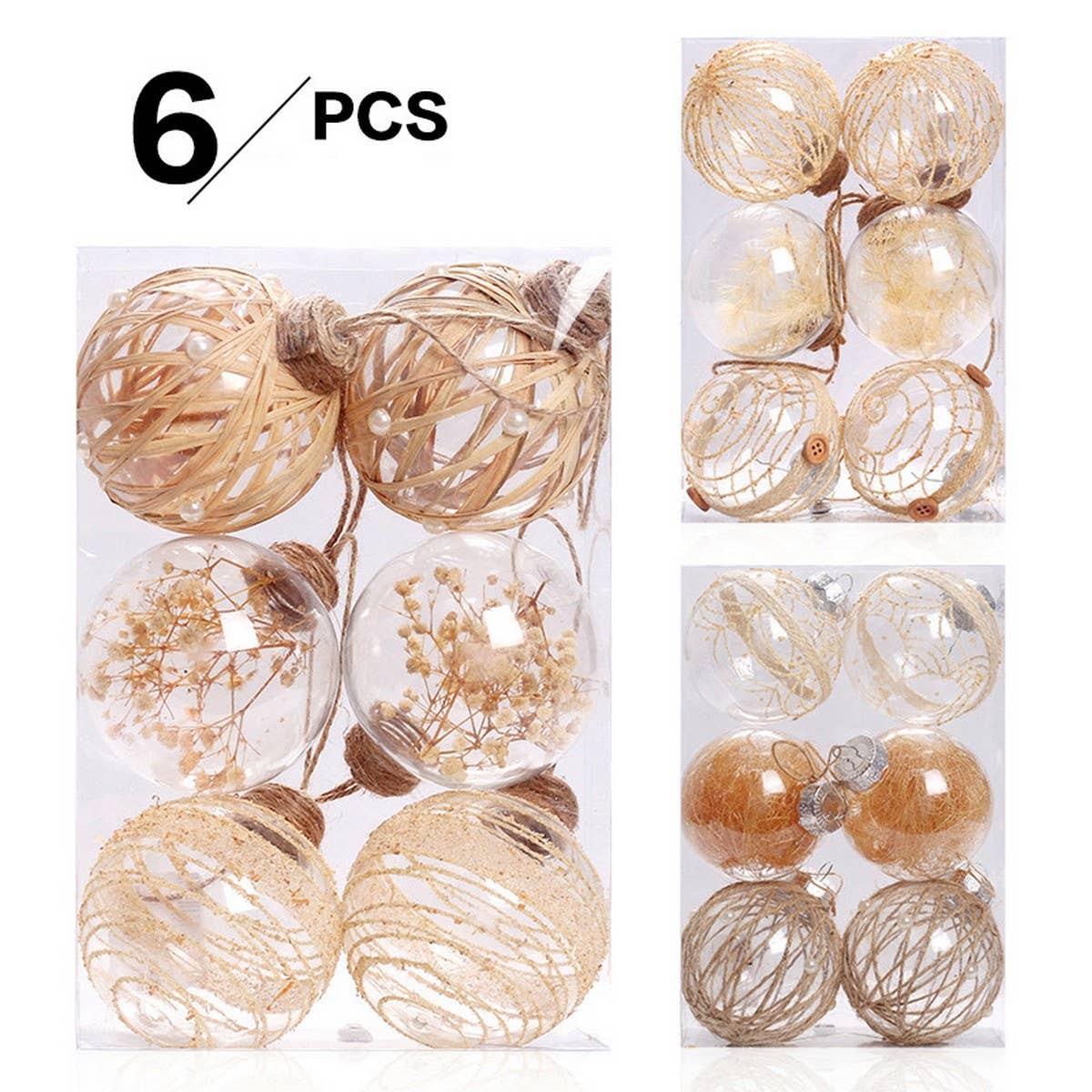 ACCITY - Wholesale Ornament Set - 8CM PET Clear Plant Xmas Ball Ornament Set_CWMM98676