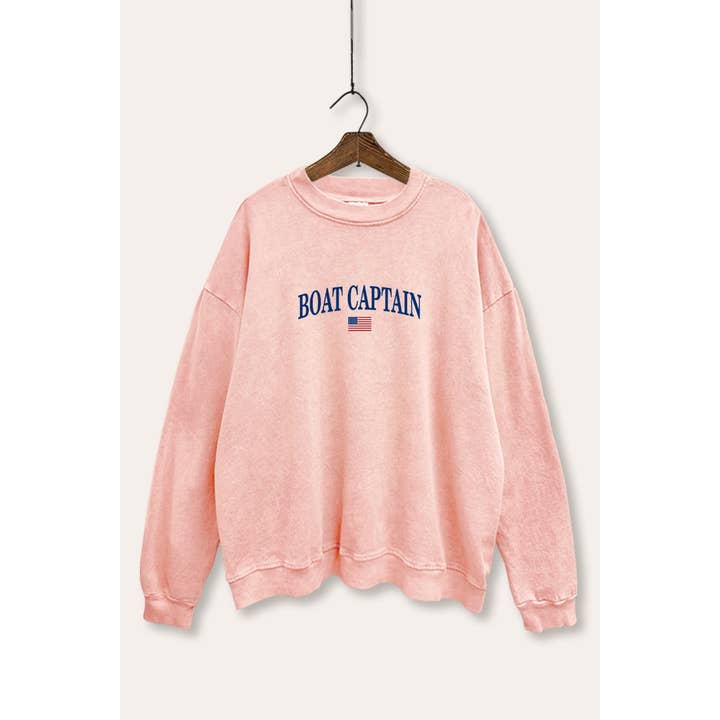 BOOTSKAPITÄN GRAFIK MINERALWASCH-SWEATSHIRT für den Großhandel von VINTAGE POINT USA