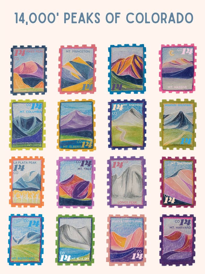 Colorado 14ers Postcard for wholesale by Emma Menke Art