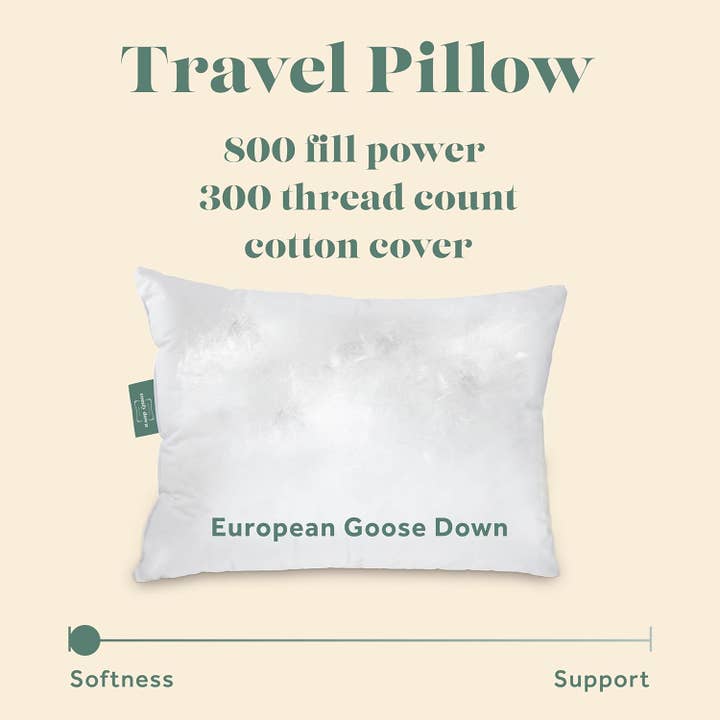 ComfyDown - Wholesale Travel Pillow - Goose Down Travel Pillow - with 800 Fill Power European Goose Down