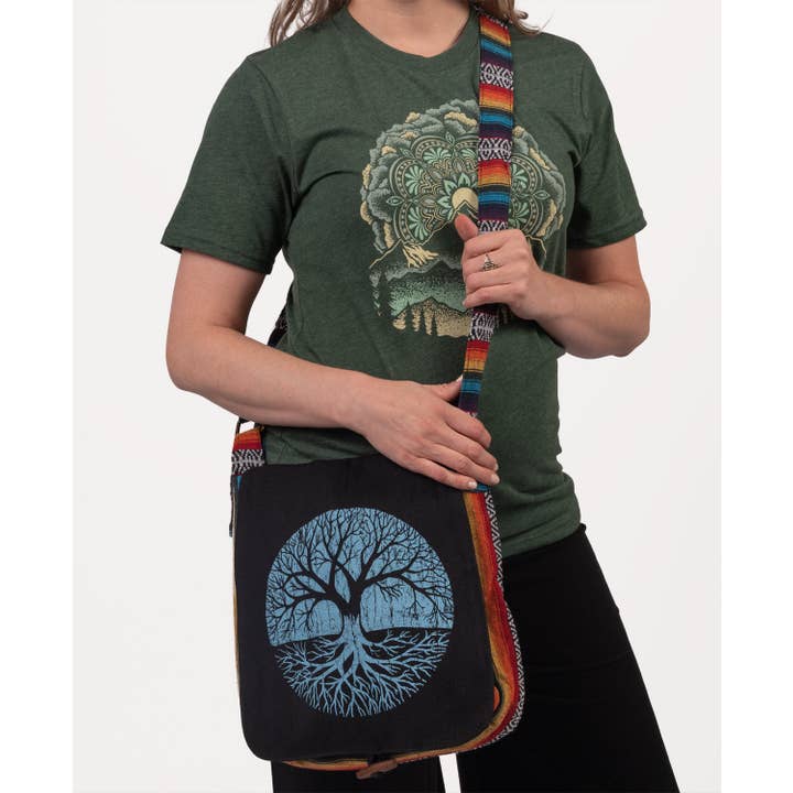 Soul Flower – wholesale Messenger bag – Unisex – Tree of Life Messenger Bag - Black