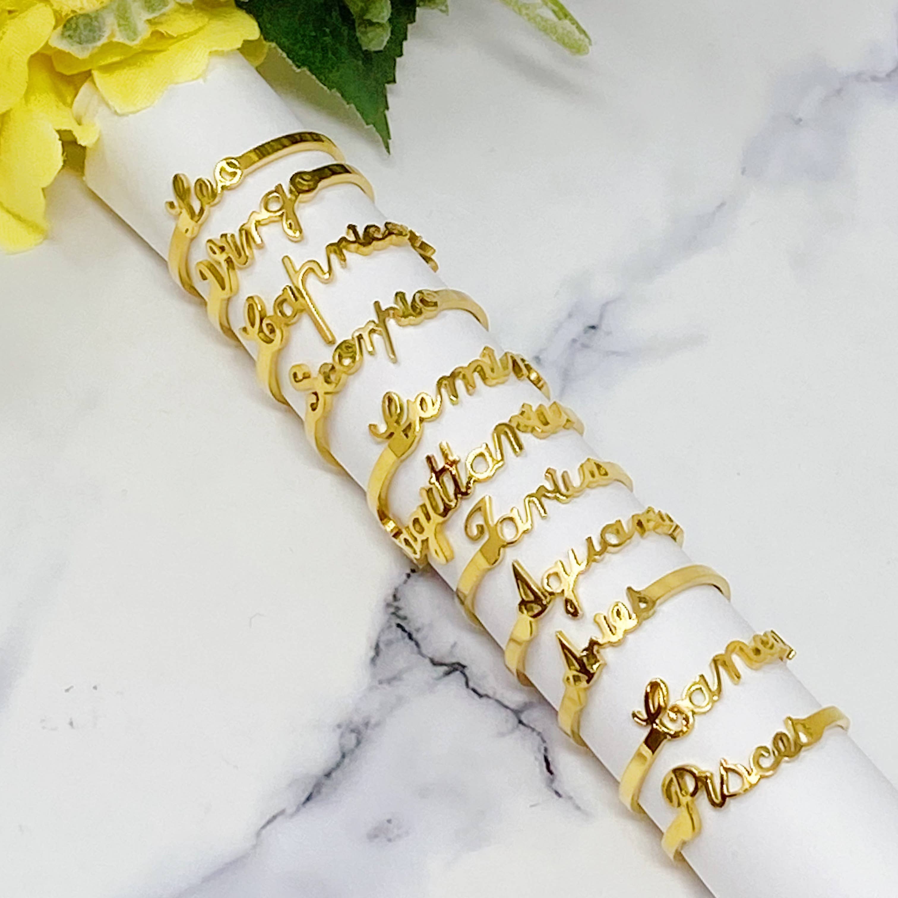 Ellison+Young - Wholesale Band/Stacked Ring - Scripted Zodiac Ring6