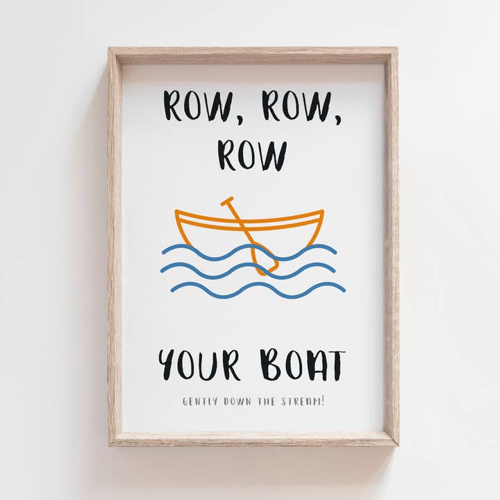 Row Row Row Your Boat Nursery Rhyme Lullaby Print for wholesale by Pig and Bear