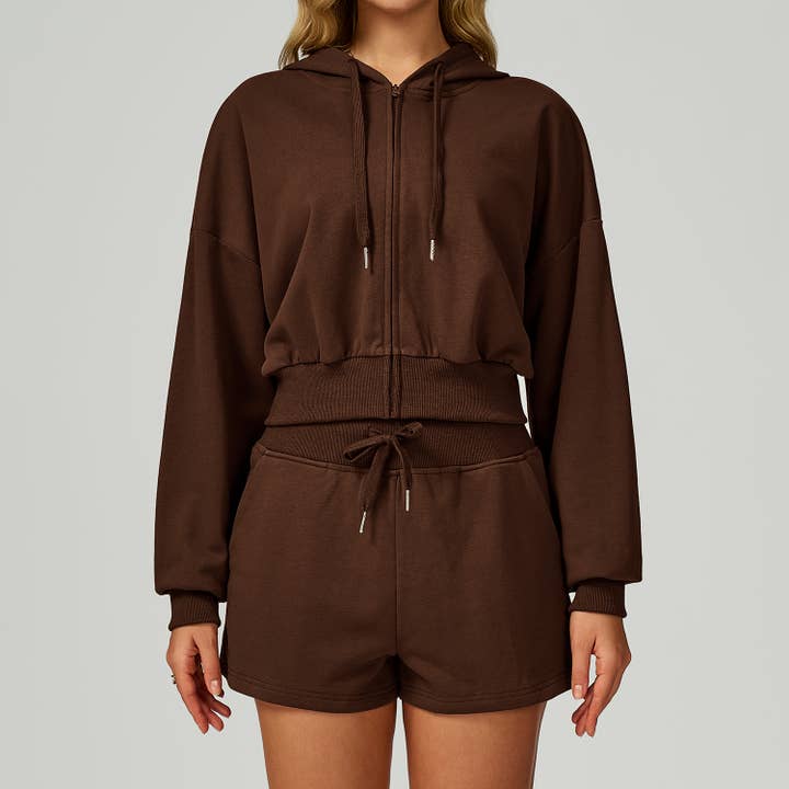 Crave by FW - Wholesale Hoodie – Women's - Long Sleeve Full Zip Up Crop Drawstring Hoodie Jacket14