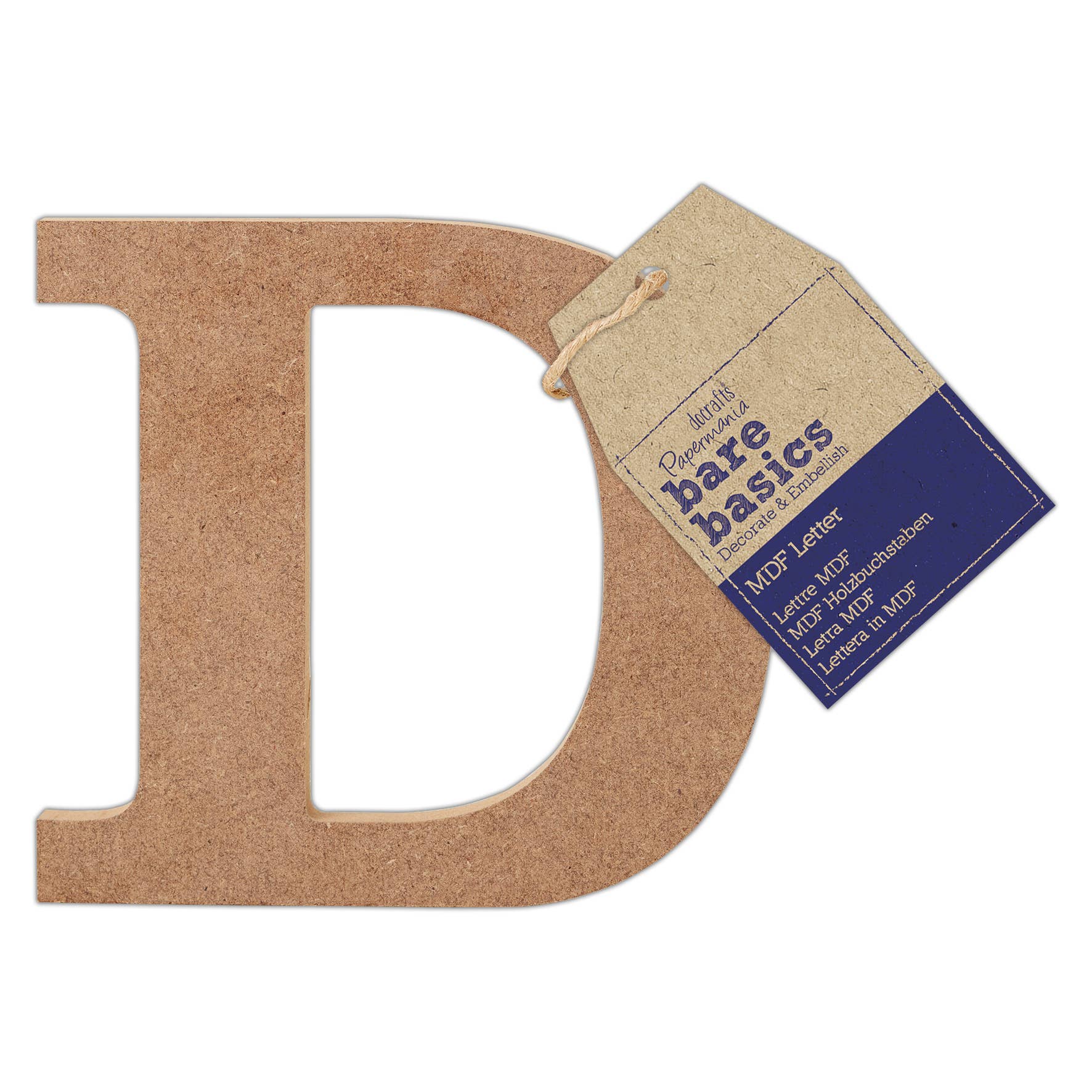 West Design Products – wholesale Craft supplies – Papermania Bare Basics MDF Letter 1 Piece - D, Art, Craft0