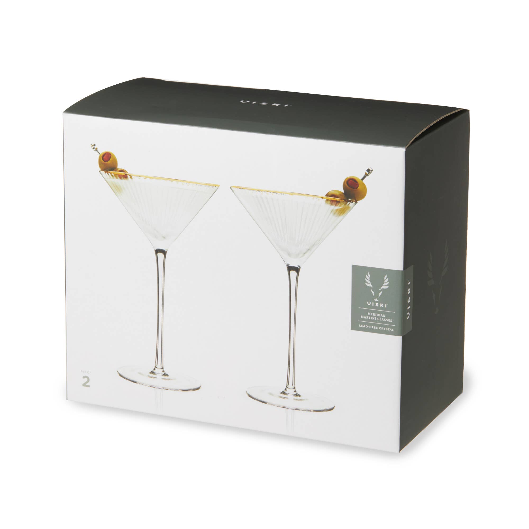 Viski - Wholesale Cocktail/Liquor Glass - Deco Meridian Gold Rimmed Crystal Martini Glasses Set of 21